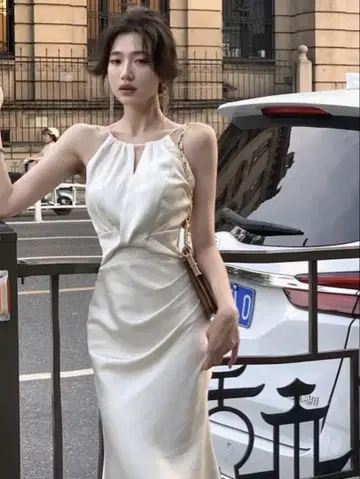 새틴 원단 원피스