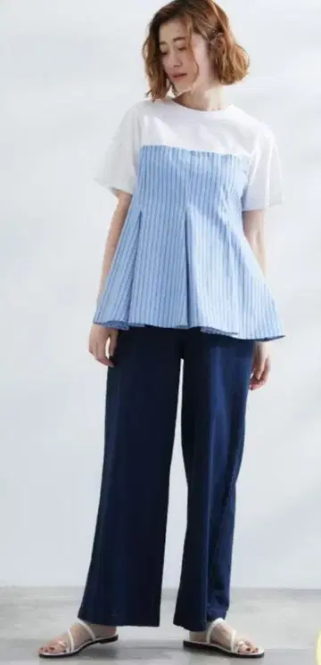 [ 냉감 ] 스트레치 데님 와이드 팬츠 3L