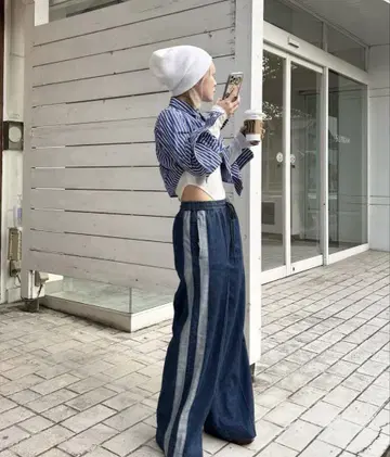 JEANASIS 드로스트 루즈 데님 팬츠 와이드 팬츠 라인 데님