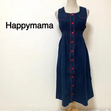 Happymama 네이비 컬러 데님 원단 슬리브리스 원피스