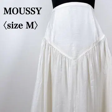 MOUSSY 마우지 화이트 턱 절개 디자인 롱 플레어 스커트