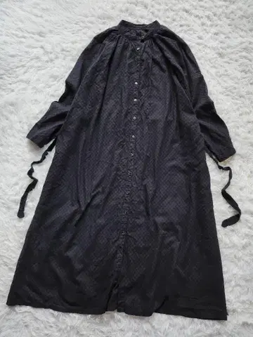 삼밸리 롱 셔츠 원피스 허리 리본
