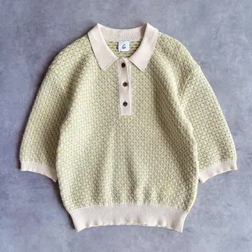 6(ROKU) 로쿠 JACQUARD KNIT 반팔 자카드 니트