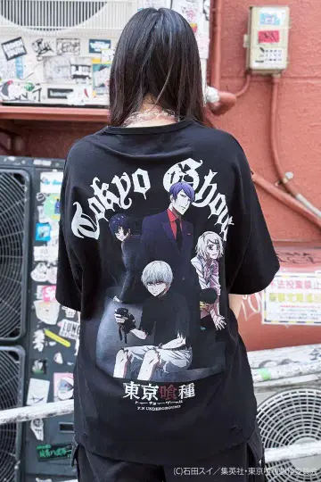 도쿄 구울 x P.N UNDERGROUND 데미지 Tee - Black