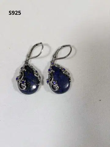 S925 알레르기 대응 라피스 라줄리 실버 귀걸이 a-4