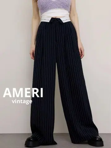 [컨디션 최상] AMERI 턴 백 웨이스트 와이드 팬츠