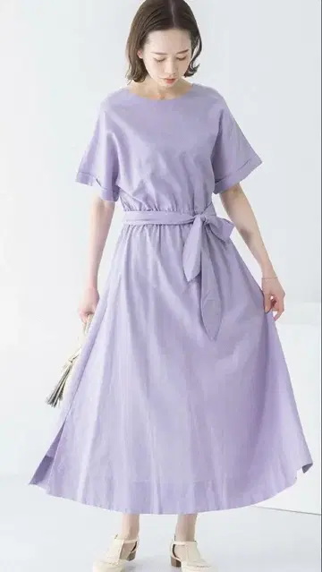 어반 리서치 린넨 혼방 롱 원피스 클린 퍼플