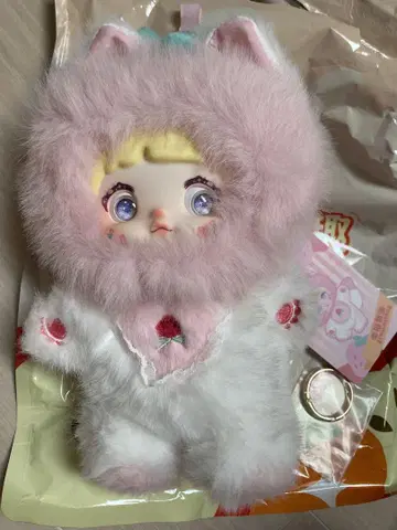 후드 부착 봉제 인형 nommi 고양이 딸기