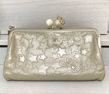 ANNA SUI 별 모양 엠보싱 장지갑 가마구치 고양이 베이지
