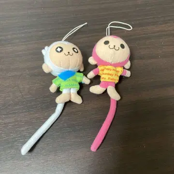 몽키 스트랩 봉제 인형 파랑 핑크 2개 세트