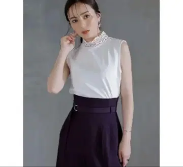 anuans 화이트 레이스 슬리브리스 셔츠