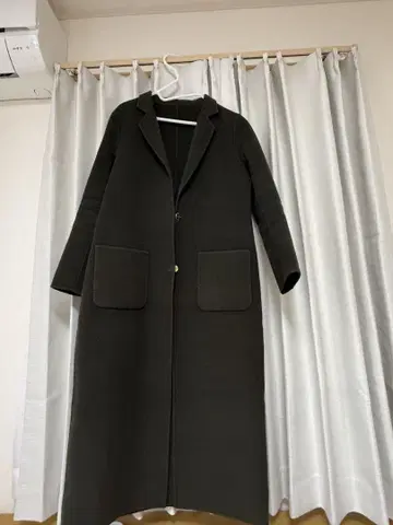 울 소재 롱 코트 M 사이즈 다크 그레이