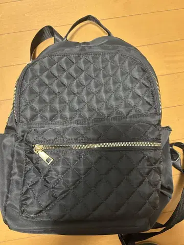 블랙 퀼팅 나일론 백팩