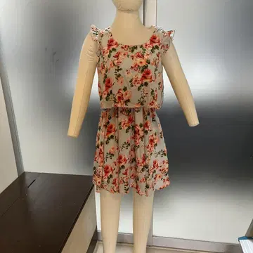꽃무늬 프릴 소매 미니 원피스