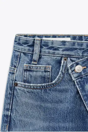 ZARA TRF 와이드 레그 크로스 허리 하이웨스트 청바지 EU40