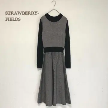 [ STRAWBERRY FIELDS ] 니트 원피스 리브 모노톤 가을