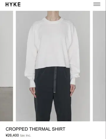 HYKE 하이크 CROPPED THERMAL SHIRT 롱티