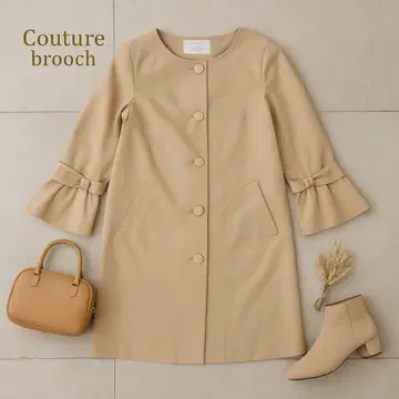 [ couture brooch ] 노카라 스프링 코트 39 베이지