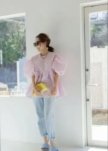 BLUELEA silky jagcquard blouse