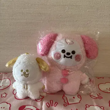 BT21 BTS Chimmy 봉제 인형 세트 핑크&화이트