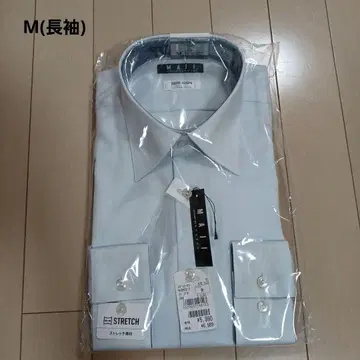 즉시 구매 AOKI MAJI 와이셔츠 논아이론 면 긴팔 블루 슬림