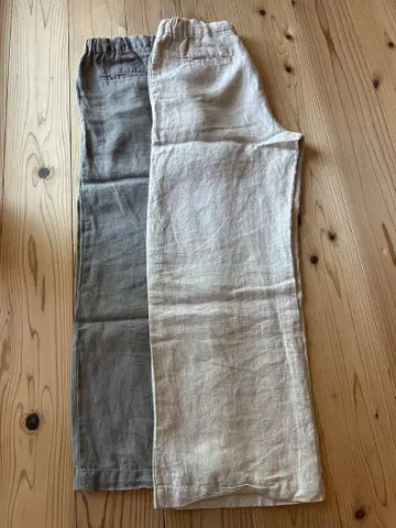 MUJI 린넨 와이드 팬츠 허리밴딩 2세트