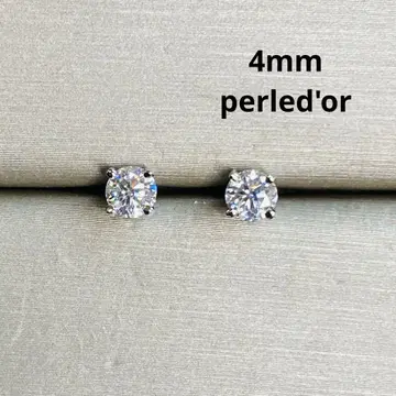 최고급 모이사나이트 모이사나이트 싱글 볼 다이아몬드 귀걸이 4mm