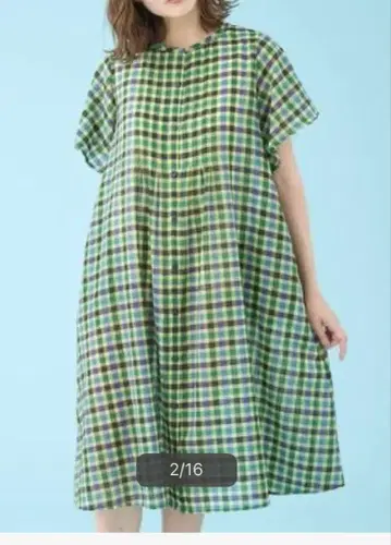 호코모모라 시어 체크 원피스