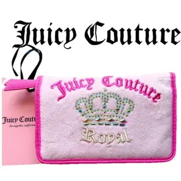 Juicy Couture 벨로아 ROYAL 크라운 핑크 이단 접이식 지갑