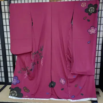 순수 실크 유젠 후리소데! 재고 처분 상품 050