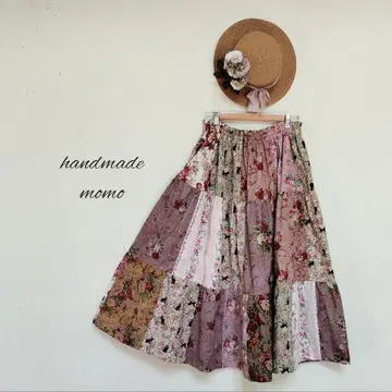 handmade 캉캉 스커트 코튼 꽃무늬 패치워크 free 밴딩