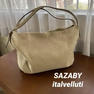 SAZABY 크림색 토트백 italvelluti 원단