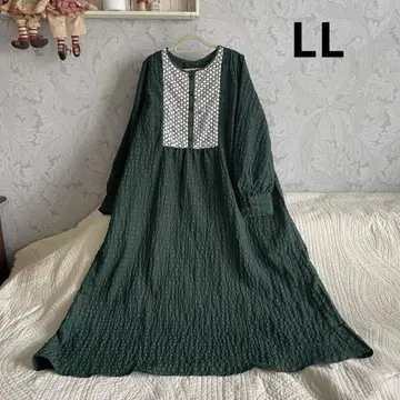 새상품*빅 사이즈 LL*내추럴 그린 귀여운 롱 원피스