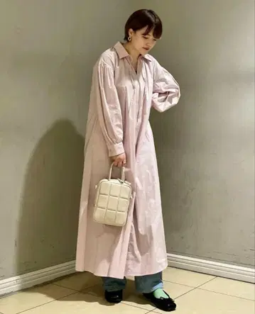 [ 새상품급 ] 나노 유니버스 스키퍼 볼륨 원피스 롱 셔츠 핑크 긴팔