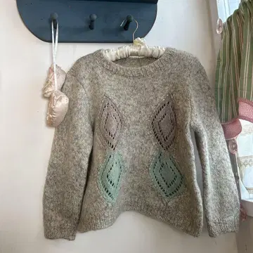 빈티지 핸드메이드 니트 라메 파스텔 컬러 구제 의류