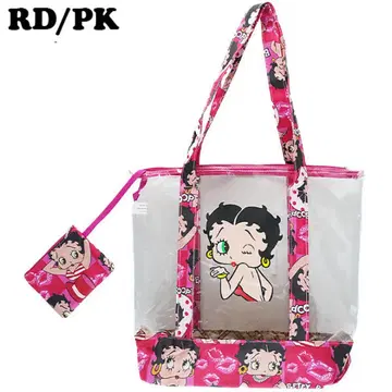 베티 붑스 클리어 토트백 레드/핑크