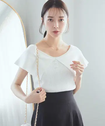 빅 칼라 슬리브리스 니트탑