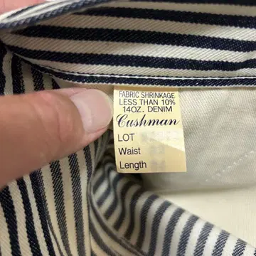 Cushman 히코리 스트라이프 워크 팬츠 W32 14oz 쿠시맨