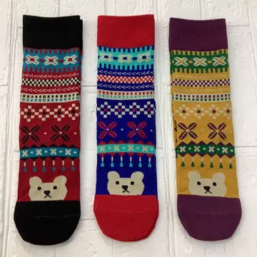 마타노 아츠코 발가락 따뜻한 양말 곰돌이 삭스 울 혼방 3켤레 세트