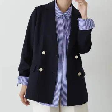 N.Natural Beauty Basic 테일러드 더블 자켓 네이비