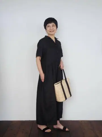 fog linen work 셔츠 원피스 블랙