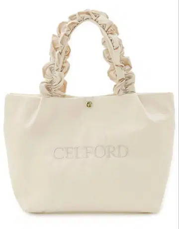 CELFORD 플룸 프릴 라메 자수 토트백 아이보리