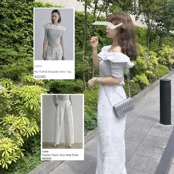 sorin *Rib Puffed Shoulder Mini Top