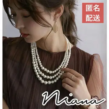niana 파티 액세서리 펄 비쥬 3연 롱 목걸이