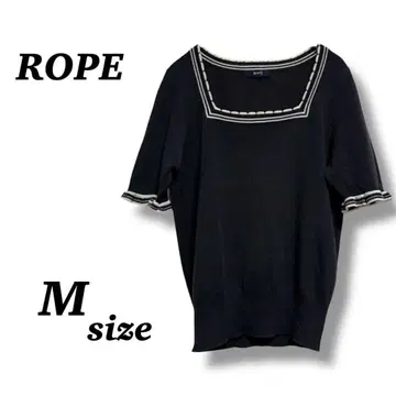 [ ROPE ] 썸머 니트 네이비 얇은 소재 반팔 귀여운 디자인 M