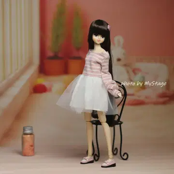 msdr-24-4997 핑크 보더 벌룬 슬리브 원피스 momoko