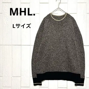 새상품급 MHL. 울 니트 풀오버 바이컬러 L 사이즈 베이지 계열 색상