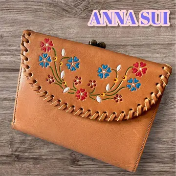 ANNA SUI 지갑 가마구치 가죽 자수 레트로