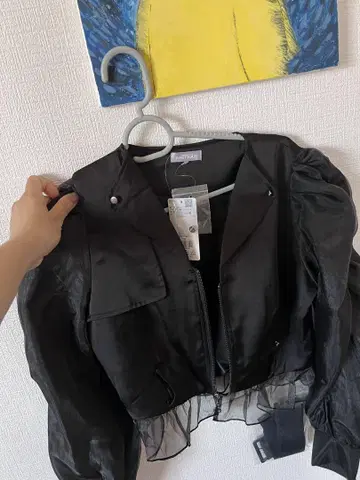 블랙 퍼프 슬리브 상의 M