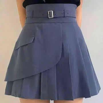 dazzlin 레이어드 플리츠 미니 스커트 블루